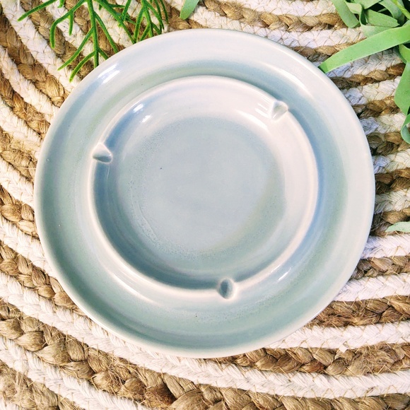 VINTAGE HYALYN 92 USA Porcelain Ashtray/Saucer Light Turquoise Cork Bottom 6.5" - Picture 2 of 6